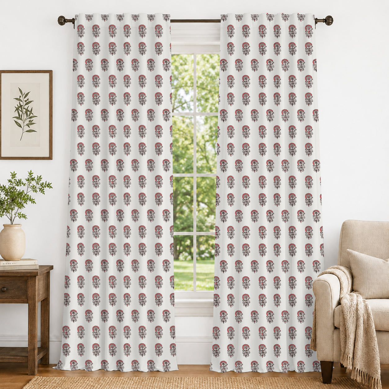 100% cotton curtain for living room - Light Reduction - Single Piece
