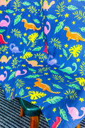 Dino 100% cotton curtain for Kids living room - Light Reduction - Single Piece