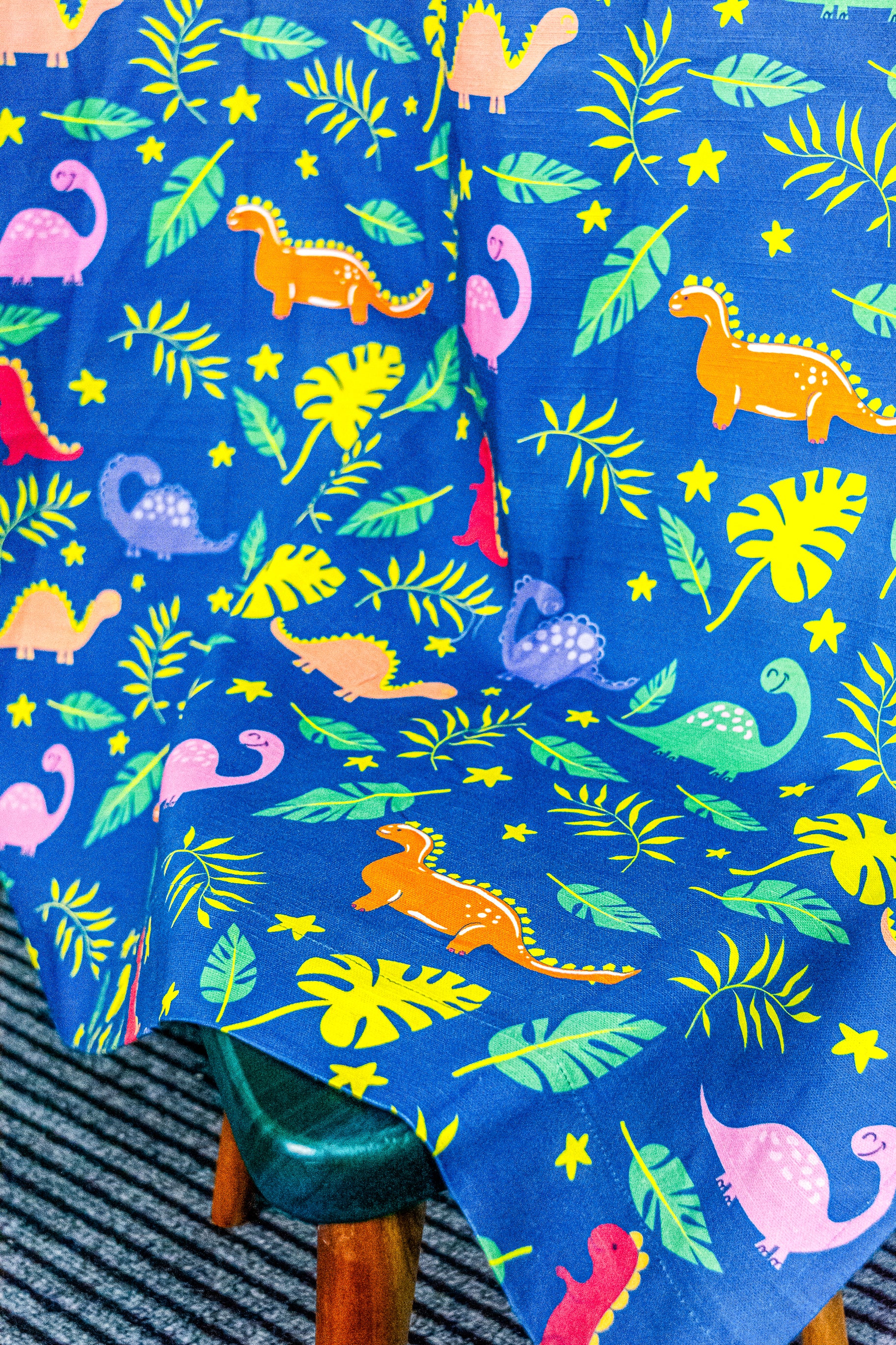 Dino 100% cotton curtain for Kids living room - Light Reduction - Single Piece