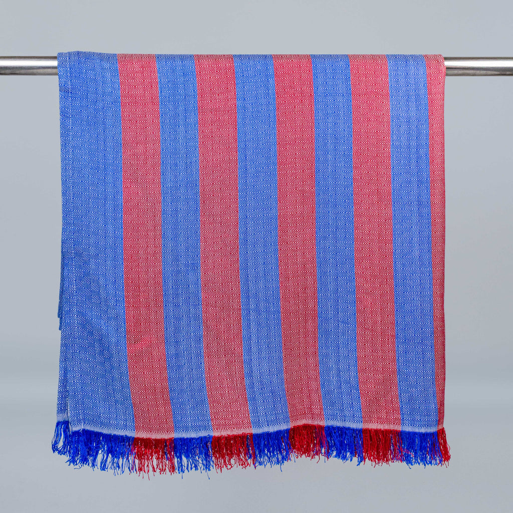 Blue Maroon Diamond Bamboo Bath Towel 90x160cm (Large)