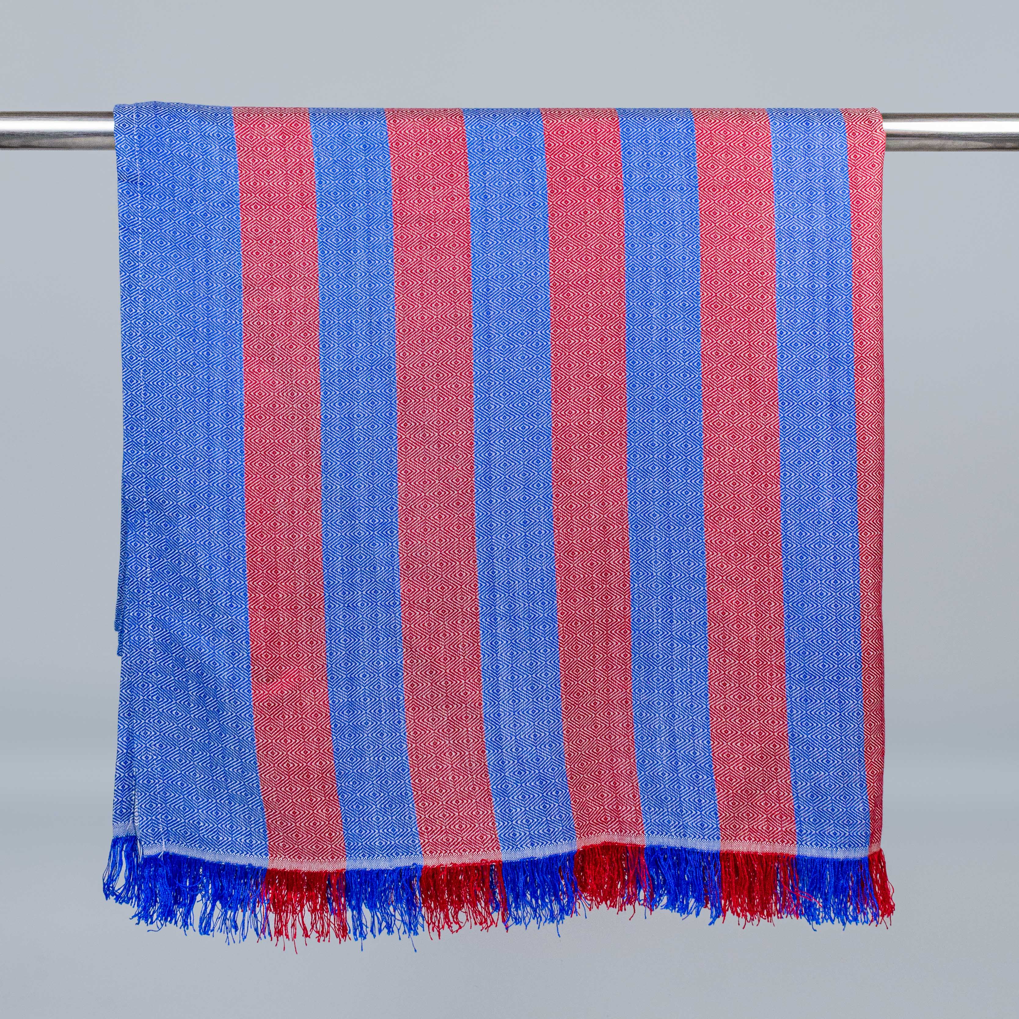 Blue Maroon Diamond Bamboo Bath Towel 90x160cm (Large)