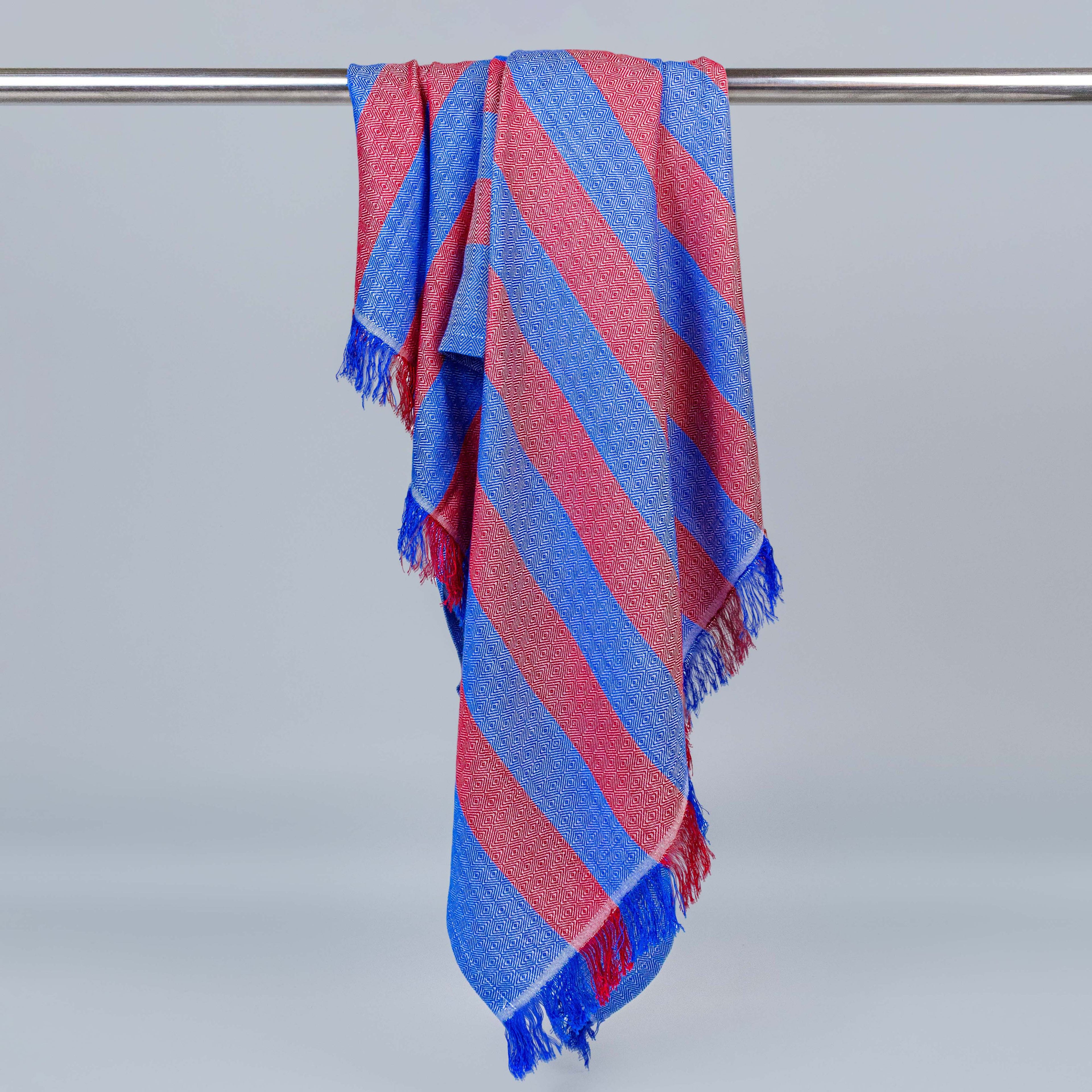 Blue Maroon Diamond Bamboo Bath Towel 90x160cm (Large)
