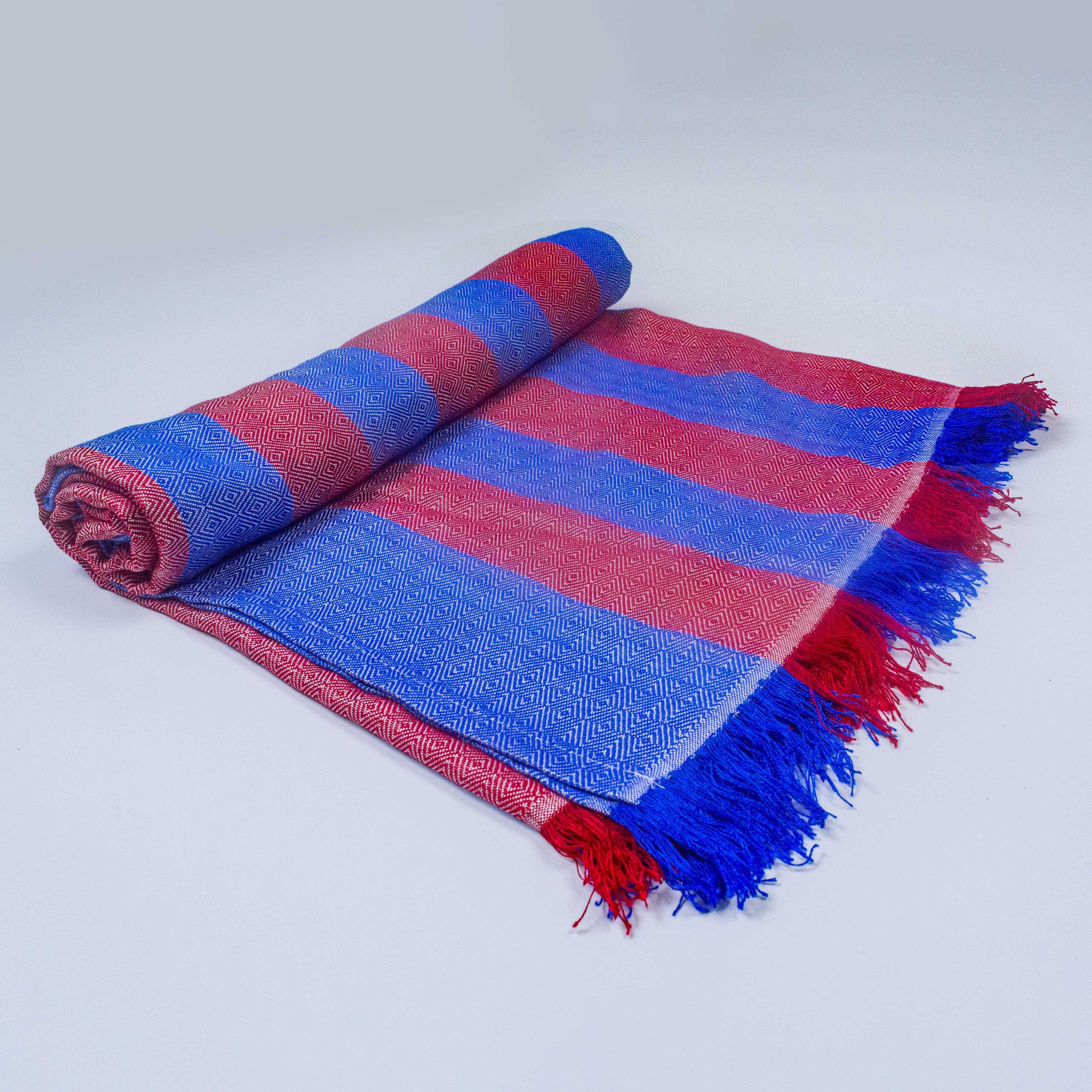 Blue Maroon Diamond Bamboo Bath Towel 90x160cm (Large)