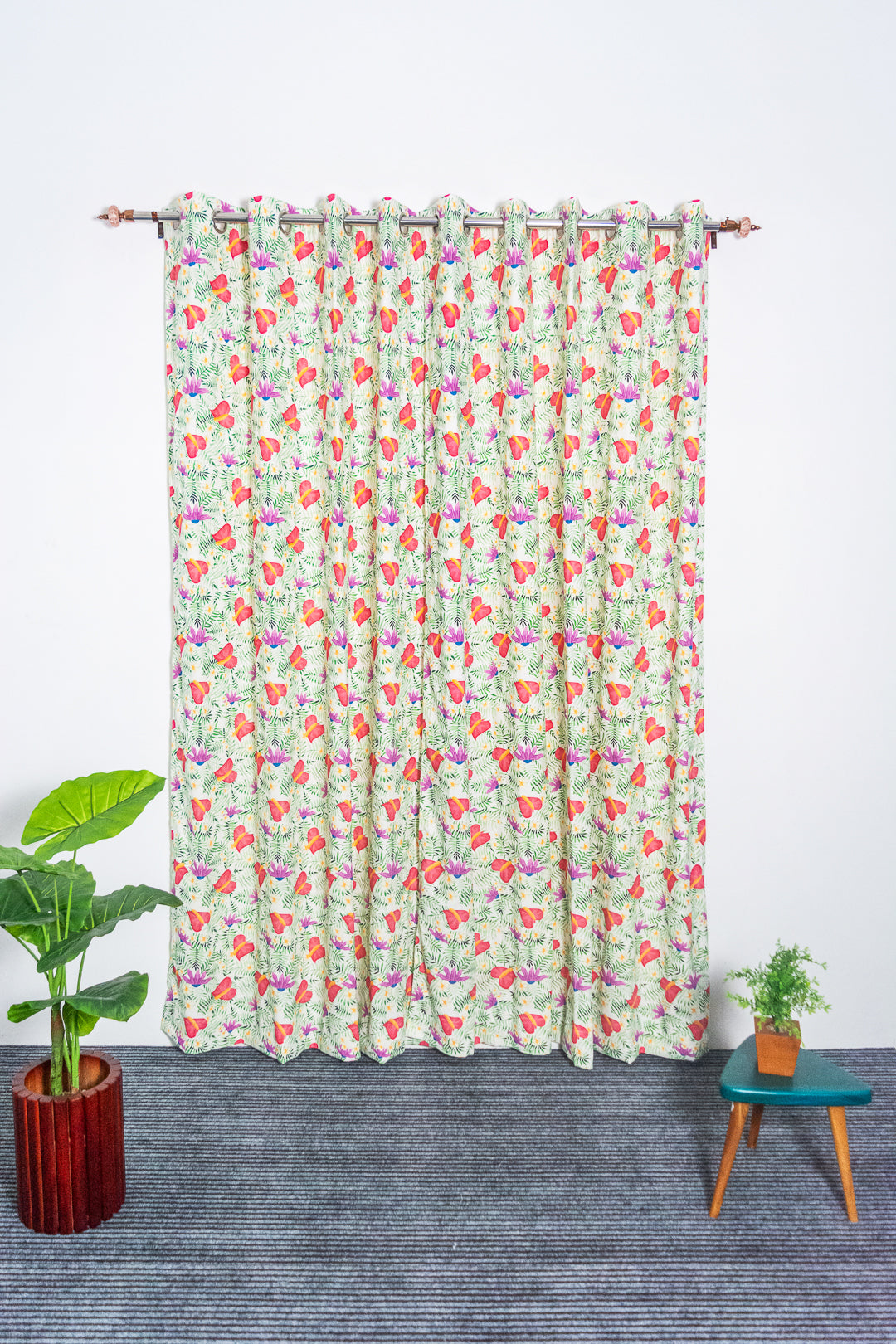 Palm Blossom 100% cotton curtain for living room - Light Reduction - Single Piece