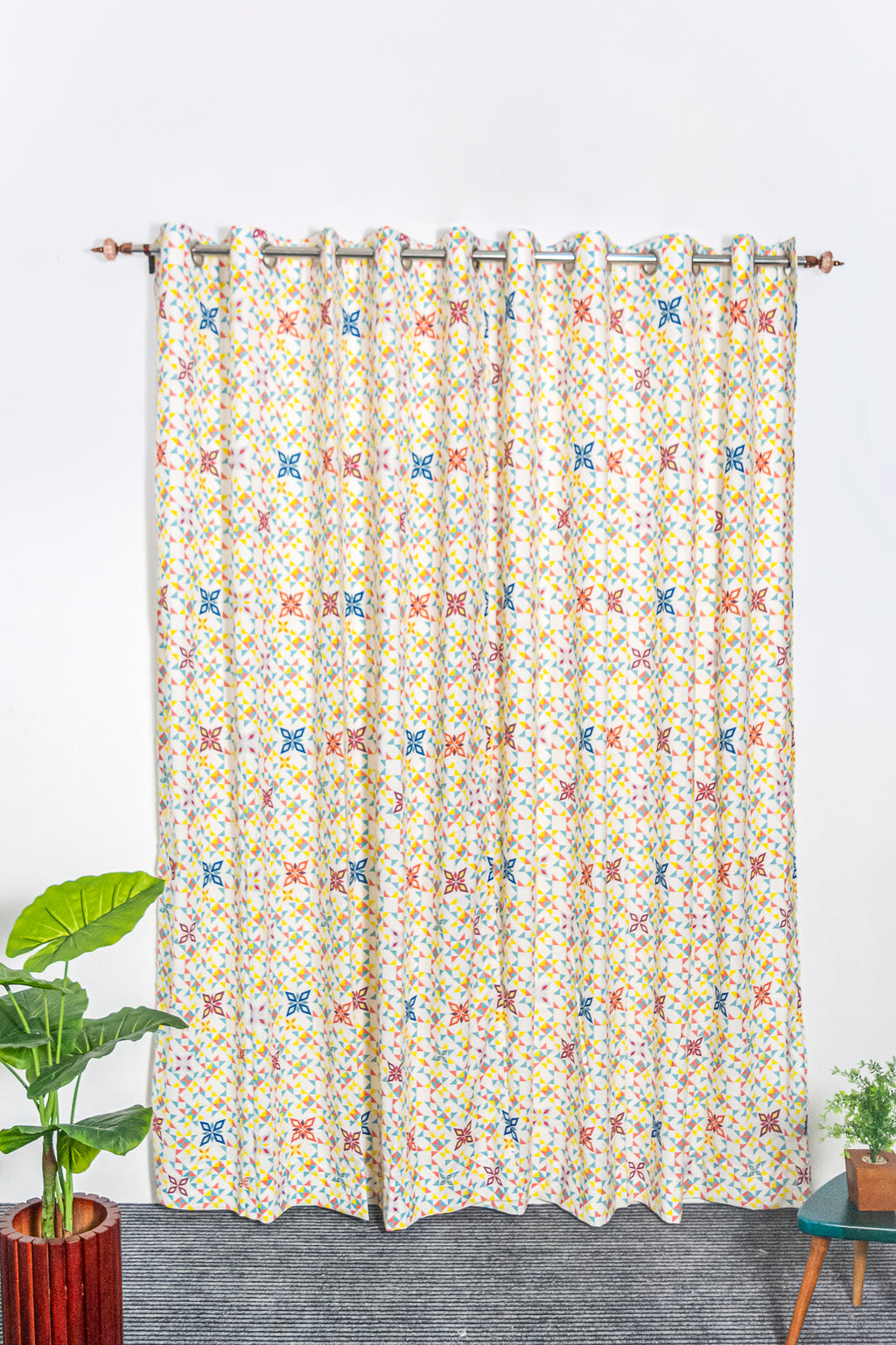 Pastel Dotscape 100% cotton curtain for living room - Light Reduction - Single Piece