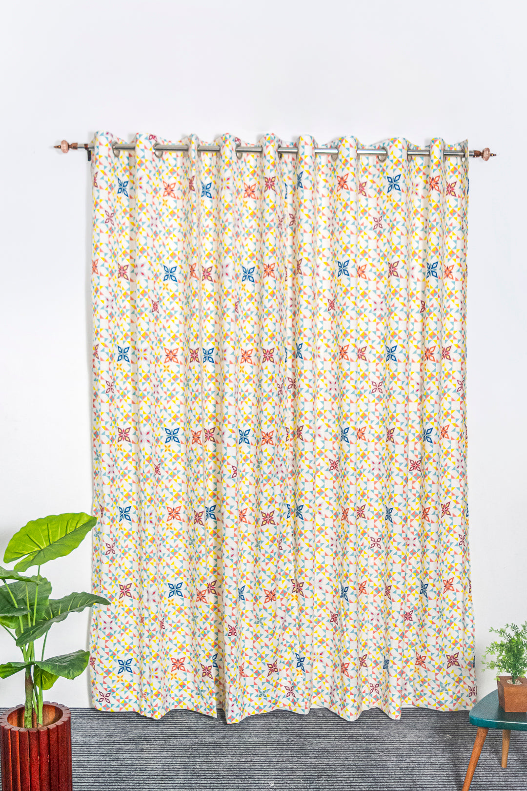 Pastel Dotscape 100% cotton curtain for living room - Light Reduction - Single Piece