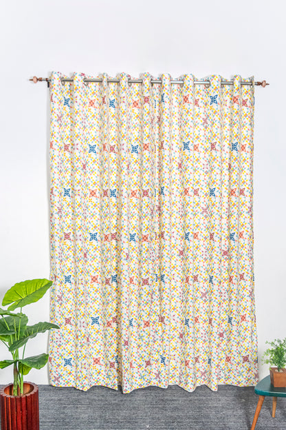 Pastel Dotscape 100% cotton curtain for living room - Light Reduction - Single Piece