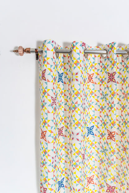 Pastel Dotscape 100% cotton curtain for living room - Light Reduction - Single Piece