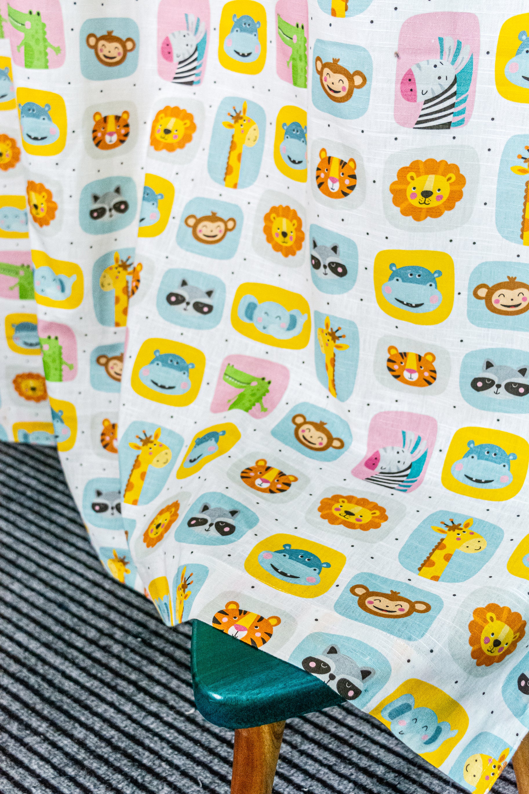 Safari Story 100% cotton curtain for Kids living room - Light Reduction - Single Piece