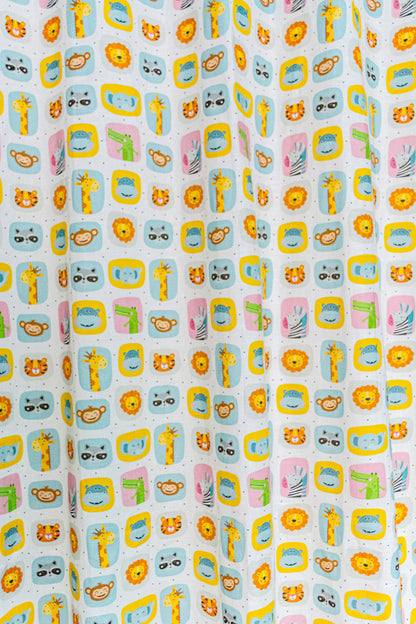 Safari Story 100% cotton curtain for Kids living room - Light Reduction - Single Piece
