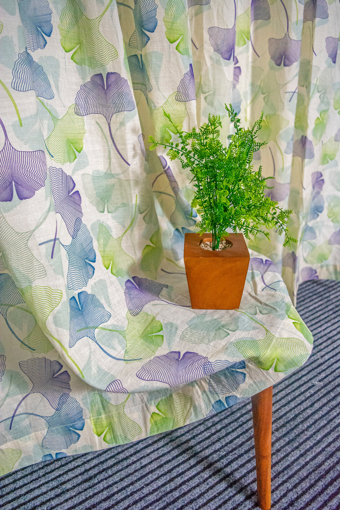 Spring Calm 100% cotton curtain for living room - Light Reduction - Single Piece