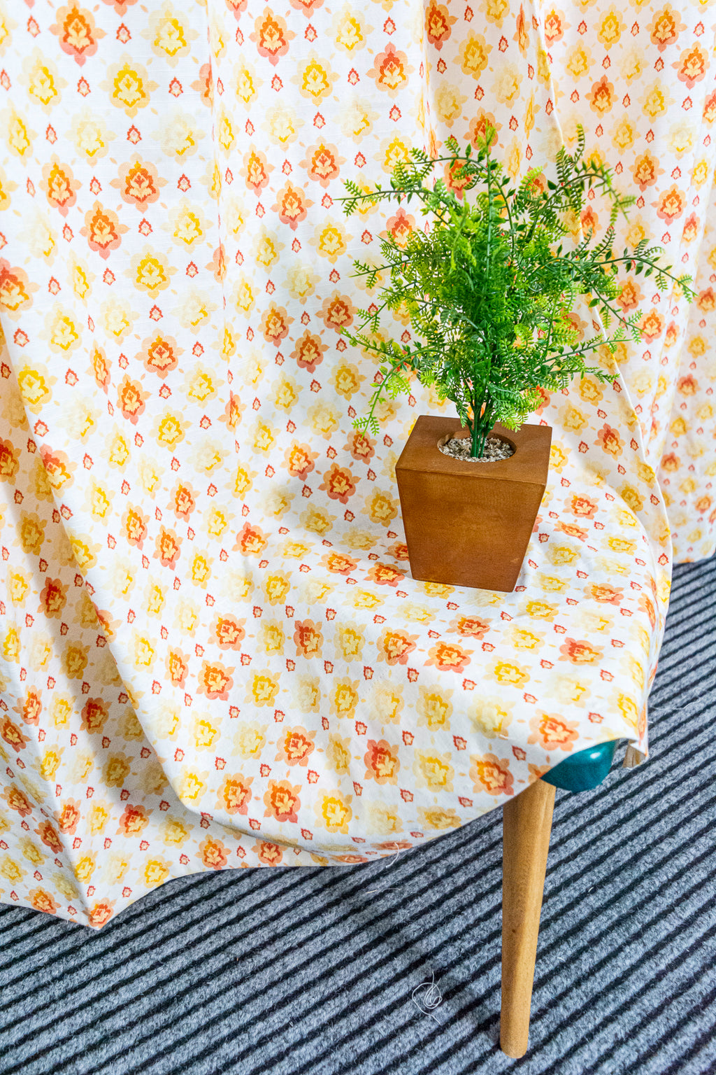 Sunlit Petals 100% cotton curtain for living room - Light Reduction - Single Piece