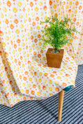 Sunlit Petals 100% cotton curtain for living room - Light Reduction - Single Piece