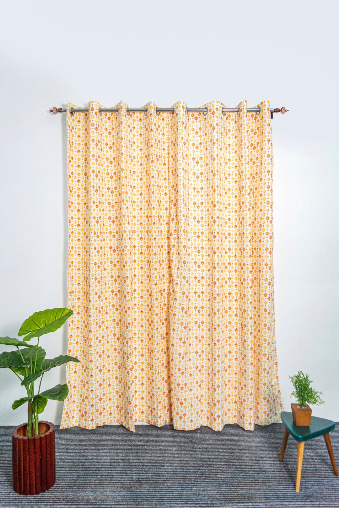 Sunlit Petals 100% cotton curtain for living room - Light Reduction - Single Piece