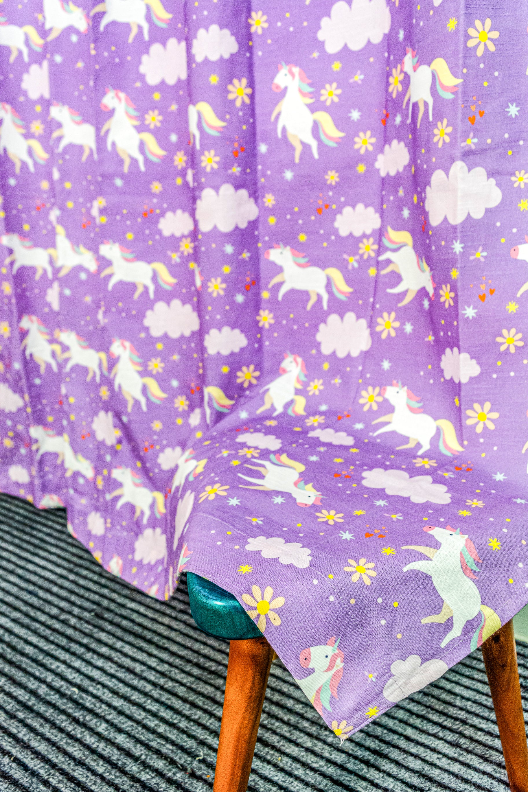 Unicorn 100% cotton curtain for Kids living room - Light Reduction - Single Piece